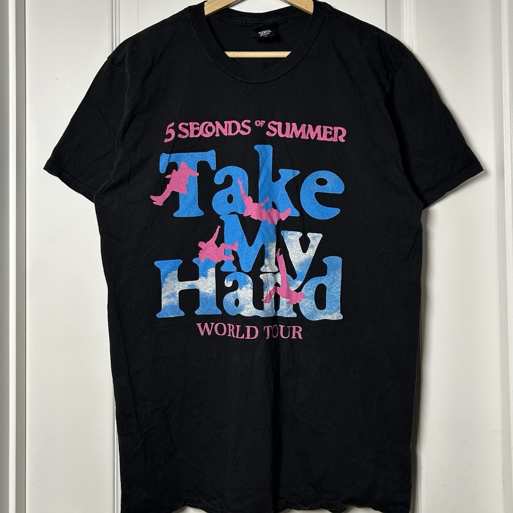 5‎ Seconds of Summer Take My Hand World Tour Black Graphic Band Merch T-Shirt